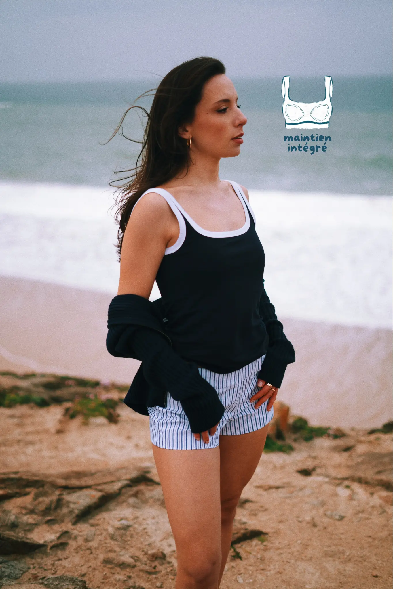 anne - débardeur avec brassière intégrée bleu