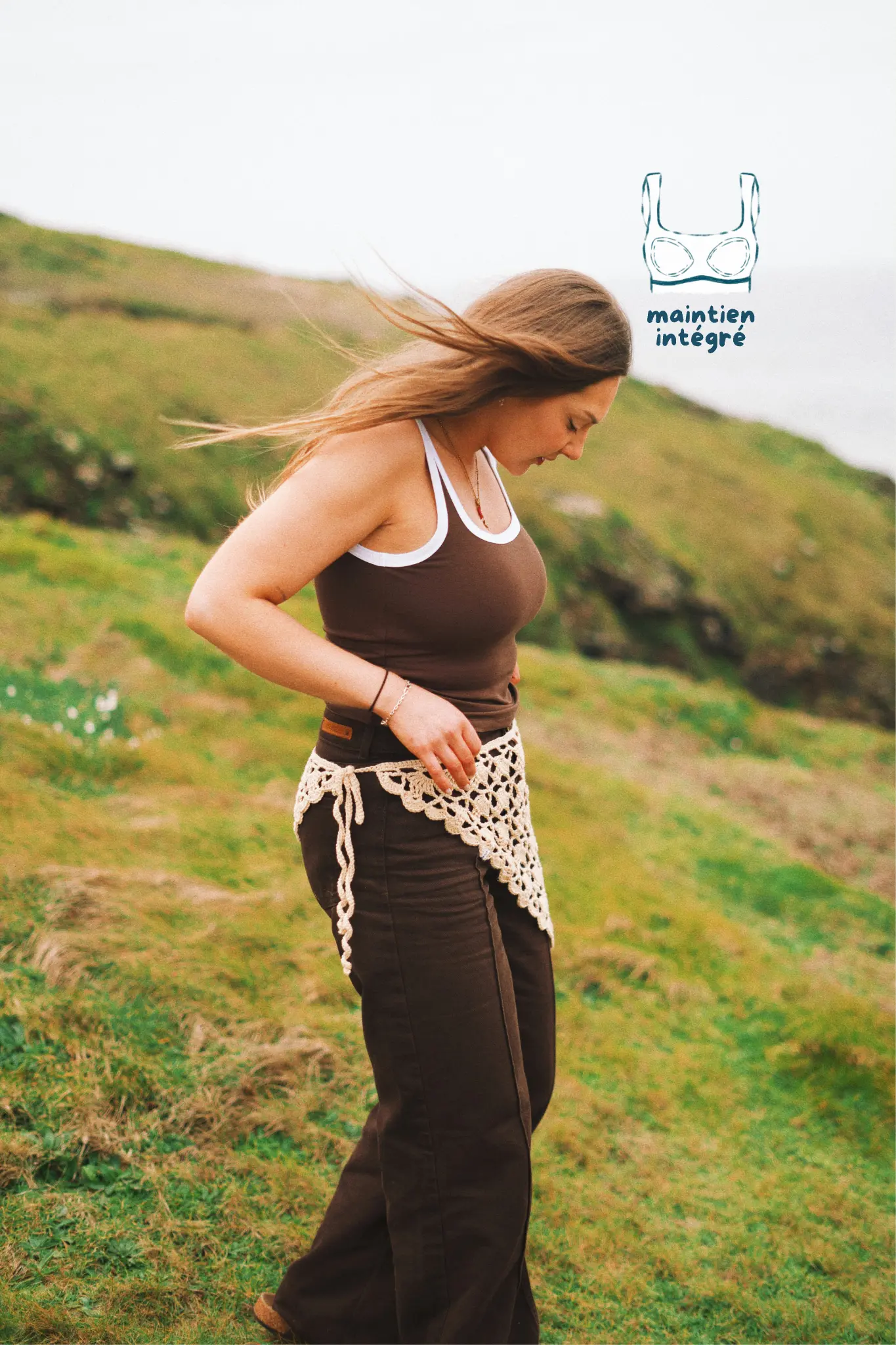 anne - débardeur brassière intégrée marron