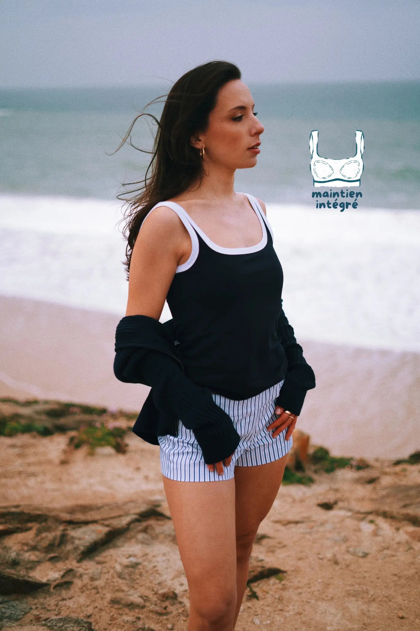 anne - débardeur avec brassière intégrée bleu